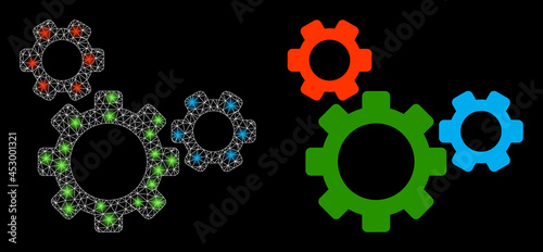 Schilderij op canvas Bright mesh vector top gear with glare effect