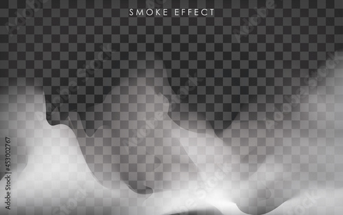 White Fog, Steam, Mist or Smoke on Dark Background. Vector illustration