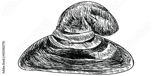 A sketch of an old shabby hat with hollows for the mouth and eyes. Mystical magic hat. Sorting by faculty in the school of magic and witchcraft.