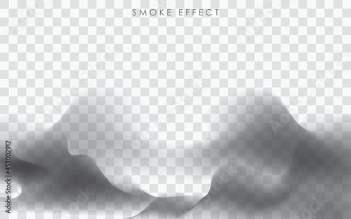 Black Fog, Steam, Mist or Smoke on Light Background. Vector illustration