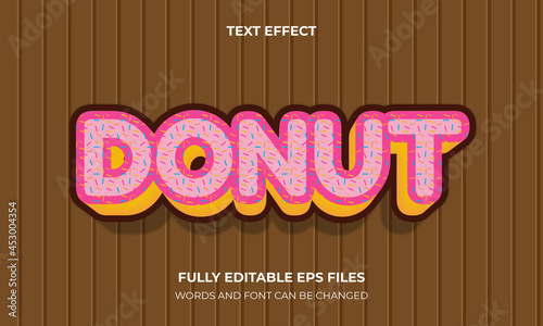 Editable 3D Text Effect With Donut Theme	