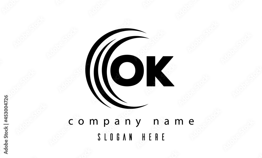 technology OK latter logo vector