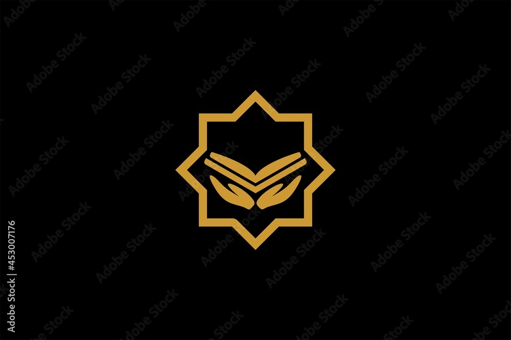 Quran logo design vector. Text of Islam illustration symbol. Arabic ornament vector icon. Quran logo design vector. Text of Islam illustration symbol. Arabic ornament vector icon.