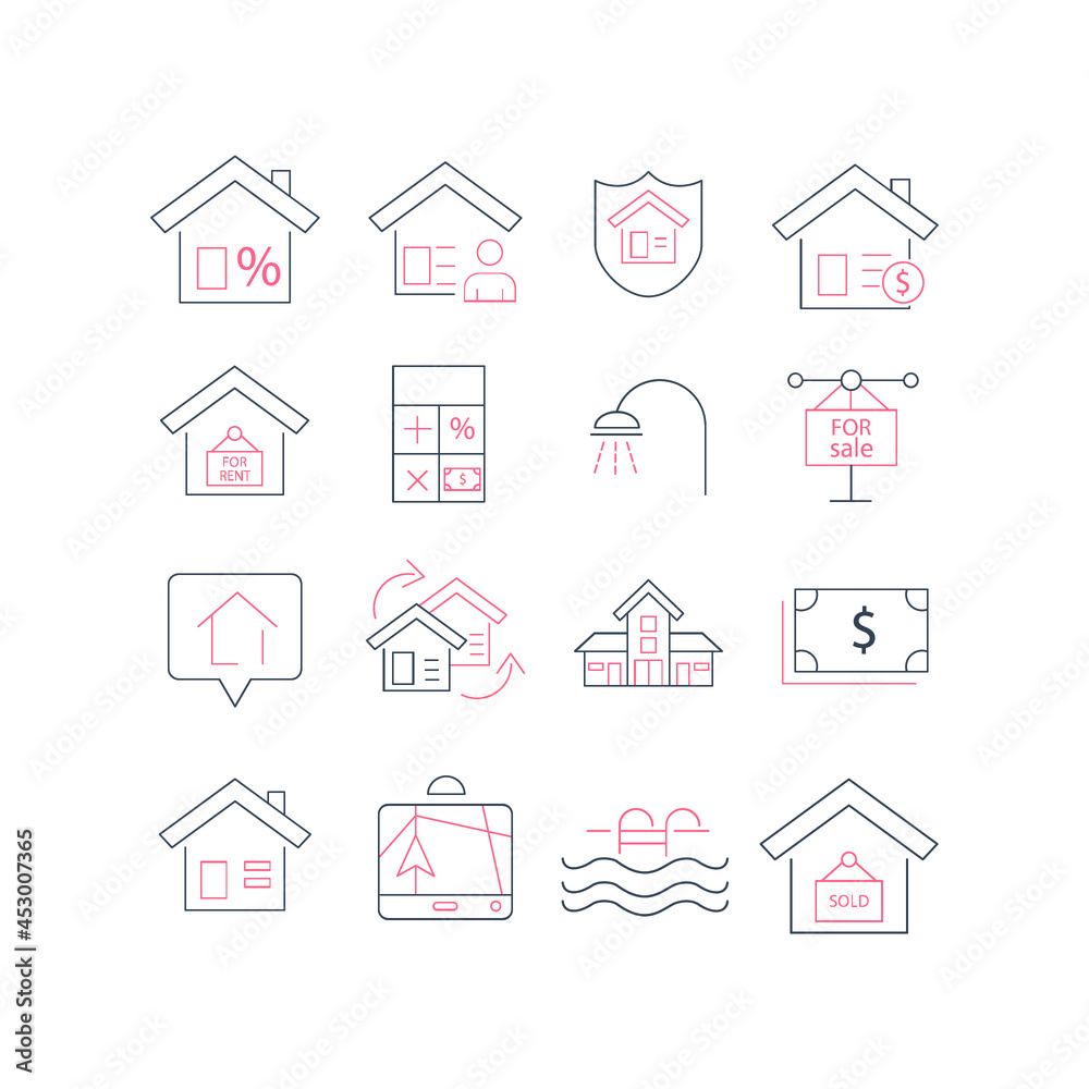 Real Estate icons set. Real Estate pack symbol vector elements for infographic web