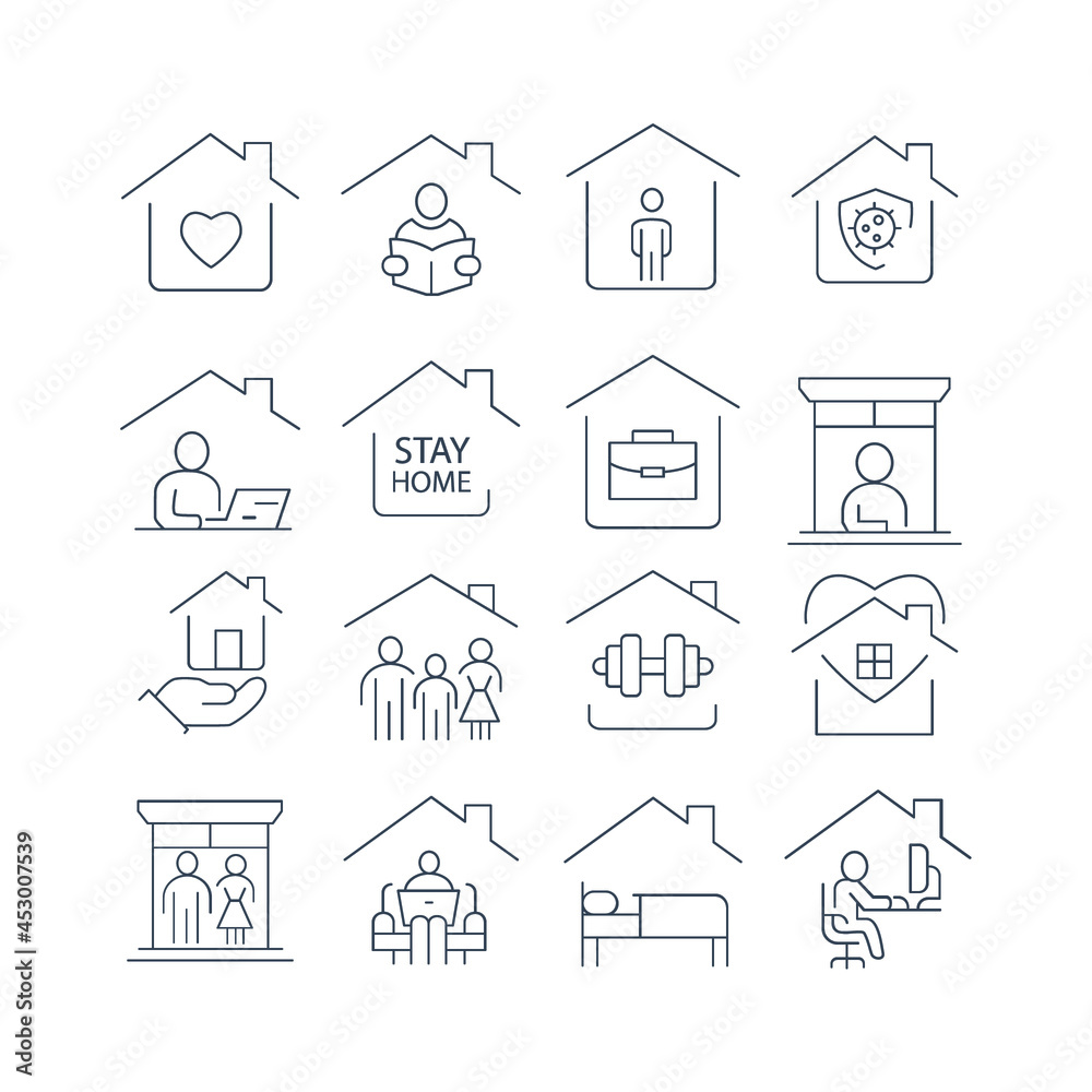Stay Home Icons  set. Stay Home  pack symbol vector elements for infographic web