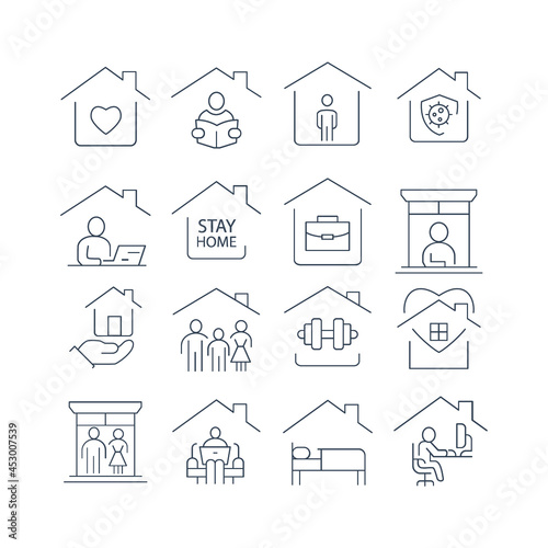 Stay Home Icons set. Stay Home pack symbol vector elements for infographic web