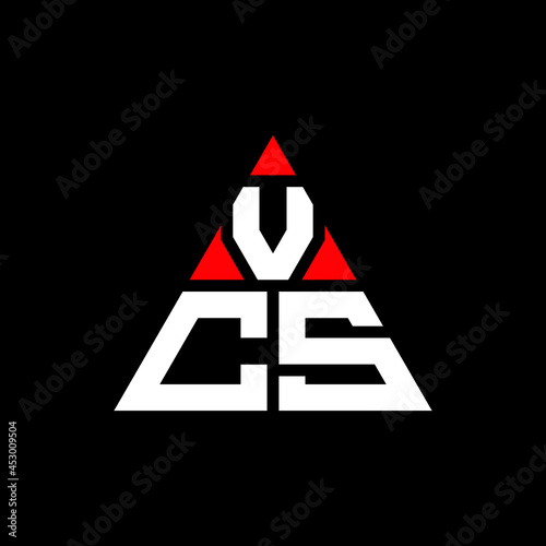 VCS triangle letter logo design with triangle shape. VCS triangle logo design monogram. VCS triangle vector logo template with red color. VCS triangular logo Simple, Elegant, and Luxurious Logo. VCS 