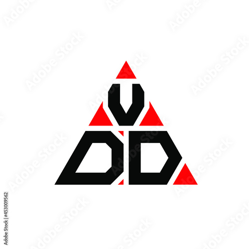 VDD triangle letter logo design with triangle shape. VDD triangle logo design monogram. VDD triangle vector logo template with red color. VDD triangular logo Simple, Elegant, and Luxurious Logo. VDD  photo