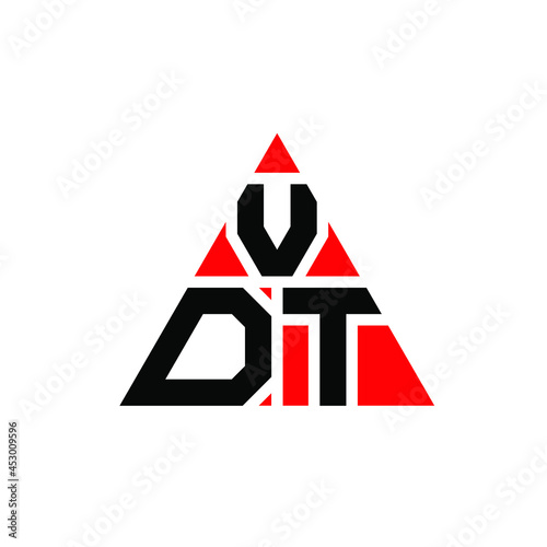 VDT triangle letter logo design with triangle shape. VDT triangle logo design monogram. VDT triangle vector logo template with red color. VDT triangular logo Simple, Elegant, and Luxurious Logo. VDT 