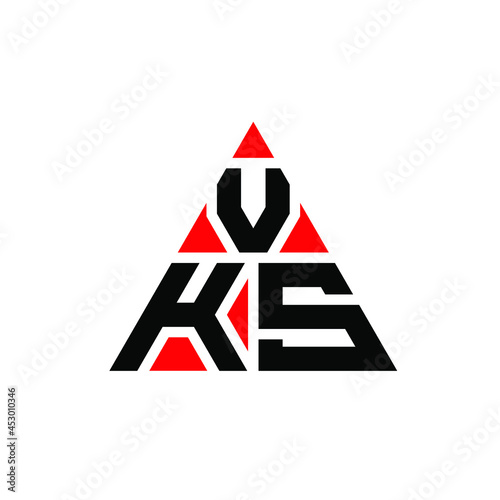 VKS triangle letter logo design with triangle shape. VKS triangle logo design monogram. VKS triangle vector logo template with red color. VKS triangular logo Simple, Elegant, and Luxurious Logo. VKS  photo