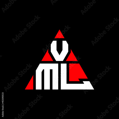 VML triangle letter logo design with triangle shape. VML triangle logo design monogram. VML triangle vector logo template with red color. VML triangular logo Simple, Elegant, and Luxurious Logo. VML  photo