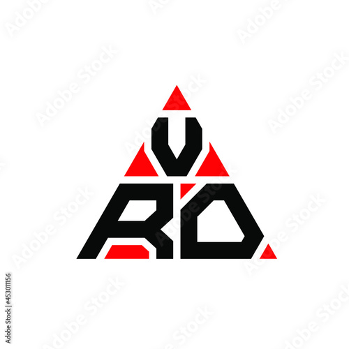 VRO triangle letter logo design with triangle shape. VRO triangle logo design monogram. VRO triangle vector logo template with red color. VRO triangular logo Simple, Elegant, and Luxurious Logo. VRO  photo