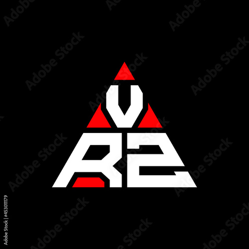 VRZ triangle letter logo design with triangle shape. VRZ triangle logo design monogram. VRZ triangle vector logo template with red color. VRZ triangular logo Simple, Elegant, and Luxurious Logo. VRZ  photo