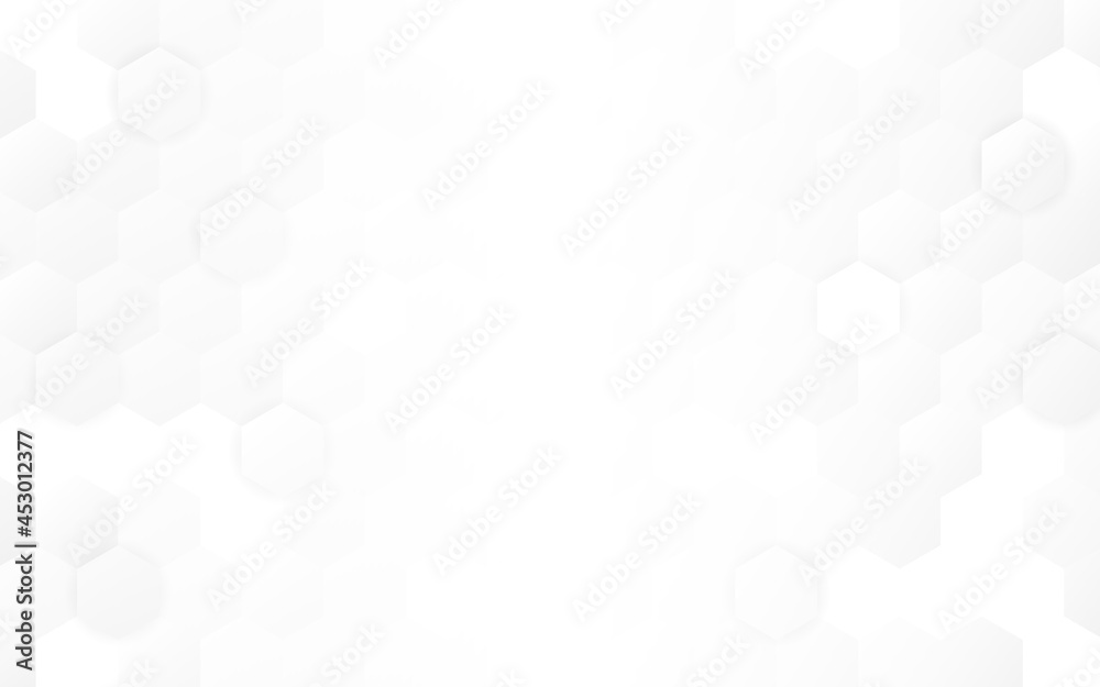 Hexagon background. Minimal light design. White neutral honeycomb backdrop. Clean web template. Simple hexagonal wallpaper. Vector illustration - obrazy, fototapety, plakaty 