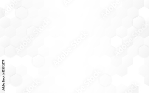 Hexagon background. Minimal light design. White neutral honeycomb backdrop. Clean web template. Simple hexagonal wallpaper. Vector illustration © Vegorus