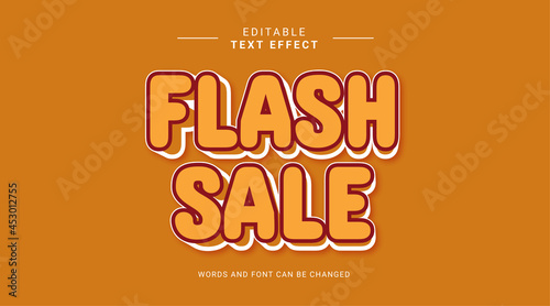 Editable text effect flash sale bold orange red colore