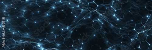Futuristic Hexagon background. Blue Hexagonal pattern. Modern vector illustration