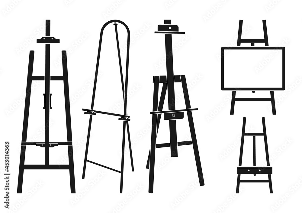 Artist easel, Canvas Stand, Drawing stand, Easel, Easel Silhouette, Artist Easel Vector Illustration Artist easel, Canvas Stand, Drawing stand, Easel, Easel Silhouette, Artist Easel Vector Illustration