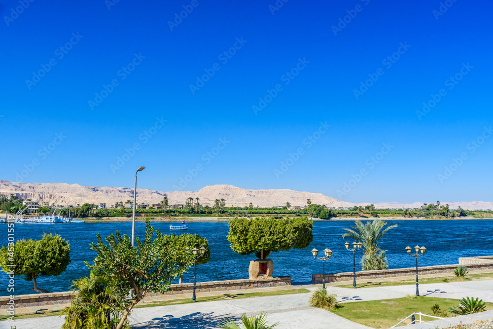 Embankment of the Nile river in Luxor, Egypt