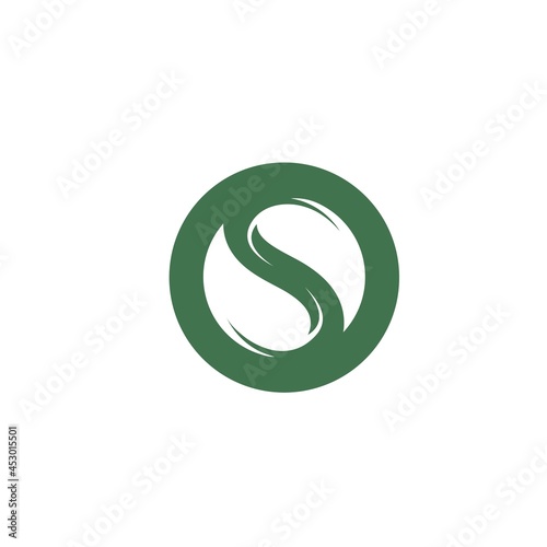 S letter leaves circle  icon vector design concept web