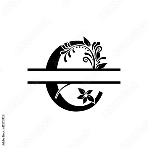 Initial C Decorative  Monogram Split Letter Vector