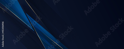 Foto Abstract template dark blue luxury premium banner background with luxury triangl