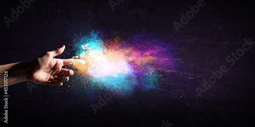 Explosion of colored powder . Mixed media . Mixed media © Sergey Nivens