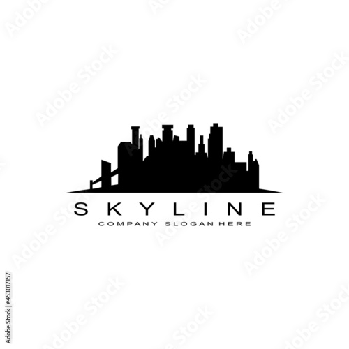 City Skyline Skyscraper for Urban Real Estate Building Logo Design Vector
