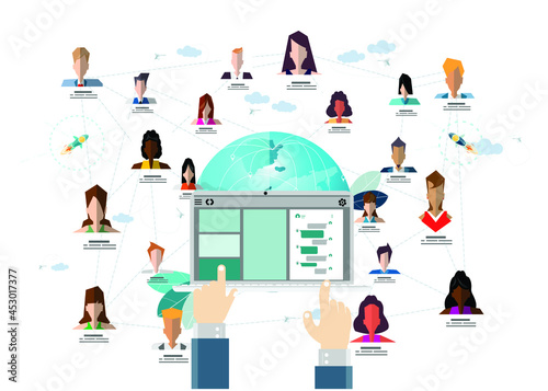 Illustration business.design idea and concept think creativity. for Social network,Internet connection, success,plan,think,search,analyze,communicate, futuristic idea innovation technology modern.