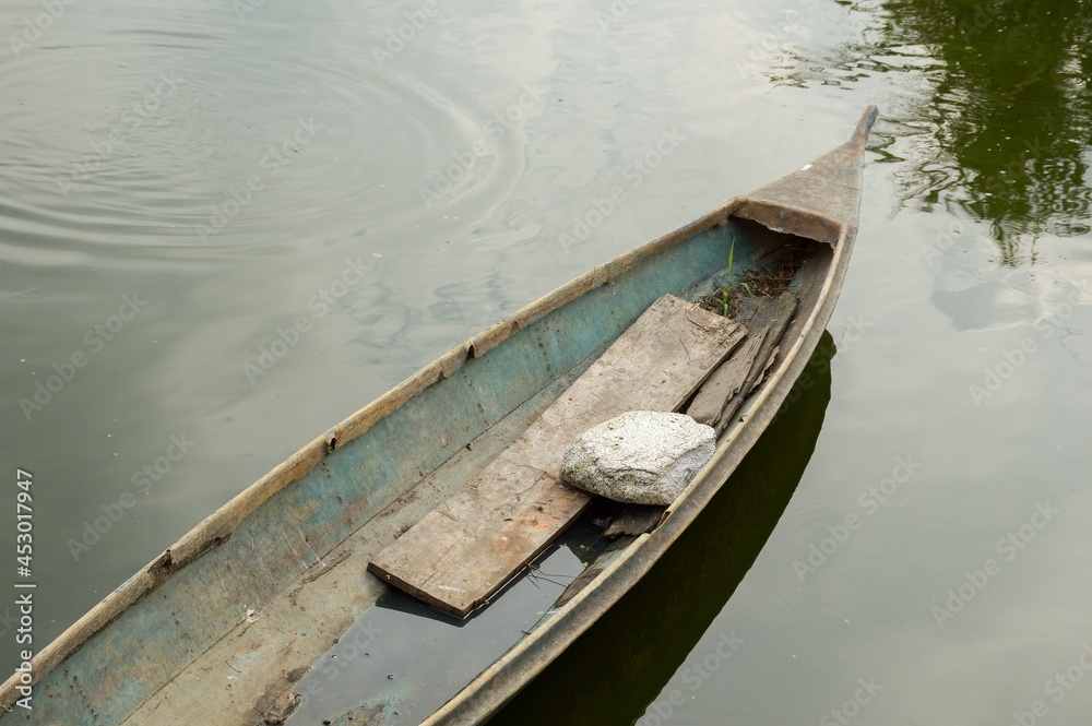 old boat on canal in country Thailand
