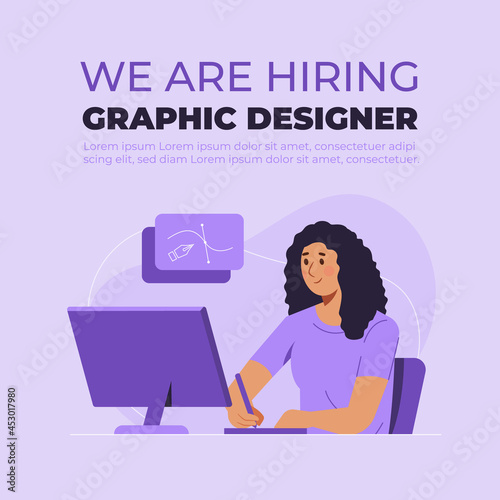 We are hiring graphic designer concept in flat design