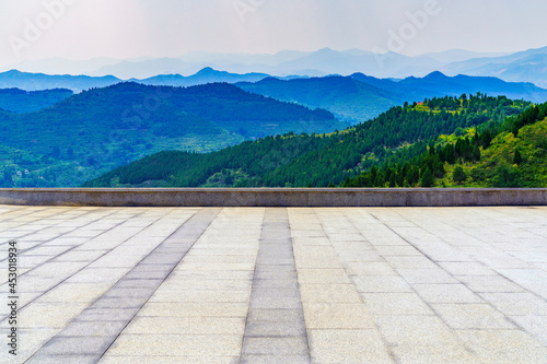 Slate pavement and mountain scenery photo