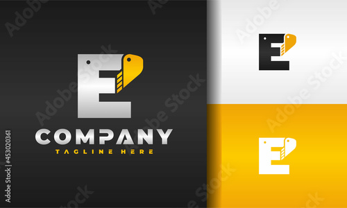 letter E excavator logo