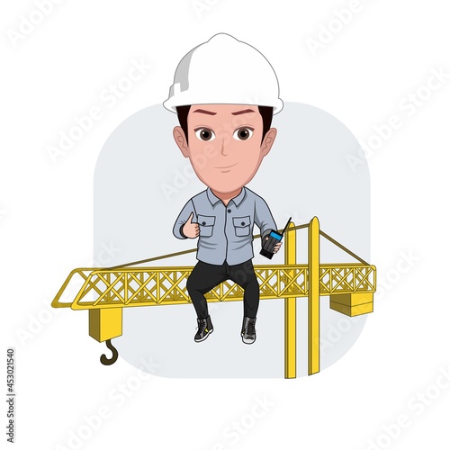 Cartoon carricature of a man is working to be an engineer photo