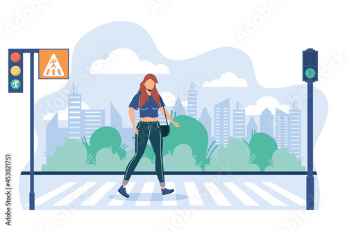 woman faceless pedestrian