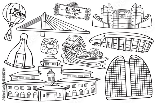 bandung city doodle for coloring activity photo