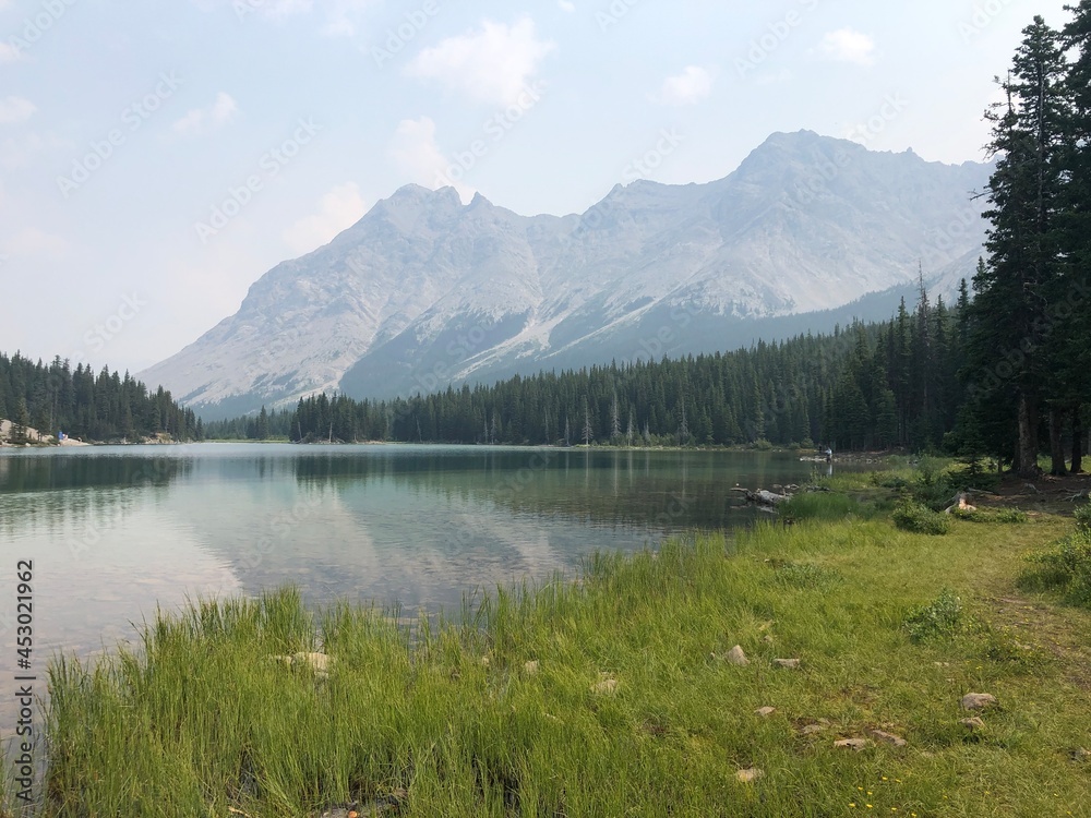 Scenic Elbow Lake in Kananaskis Country, Alberta, Canada. Elbow Lake is a popular Backcountry Campground and fishing spot in Peter Lougheed Provincial Park. 