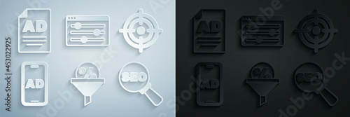 Set Lead management, Target, Advertising, SEO optimization, Browser setting and icon. Vector