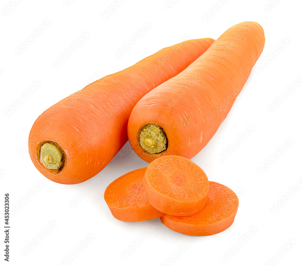 fresh carrots isolated on a white background