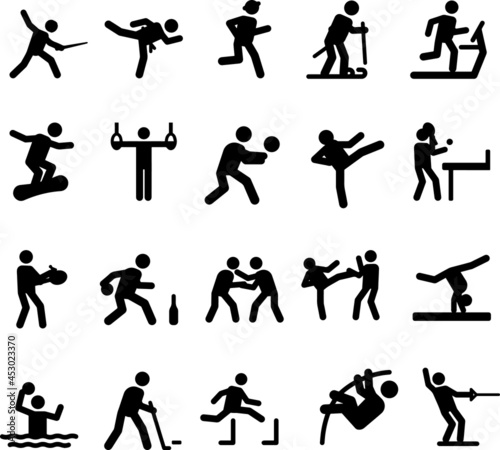 Sports activity people icon set. Healthy lifestyle vector illustration.