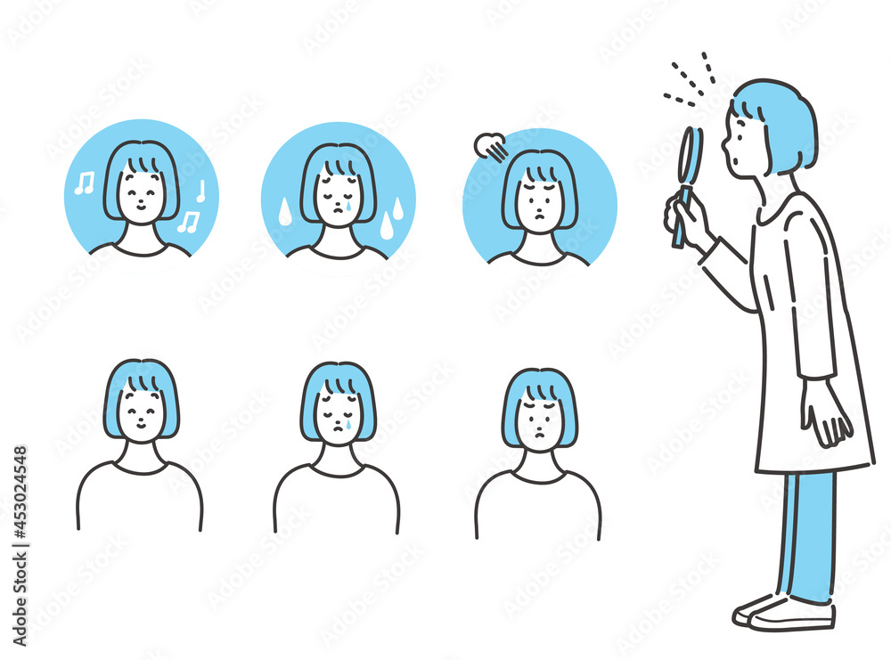 人物 女性 表情パターン セットイラスト素材 人物 女性 表情パターン セットイラスト素材