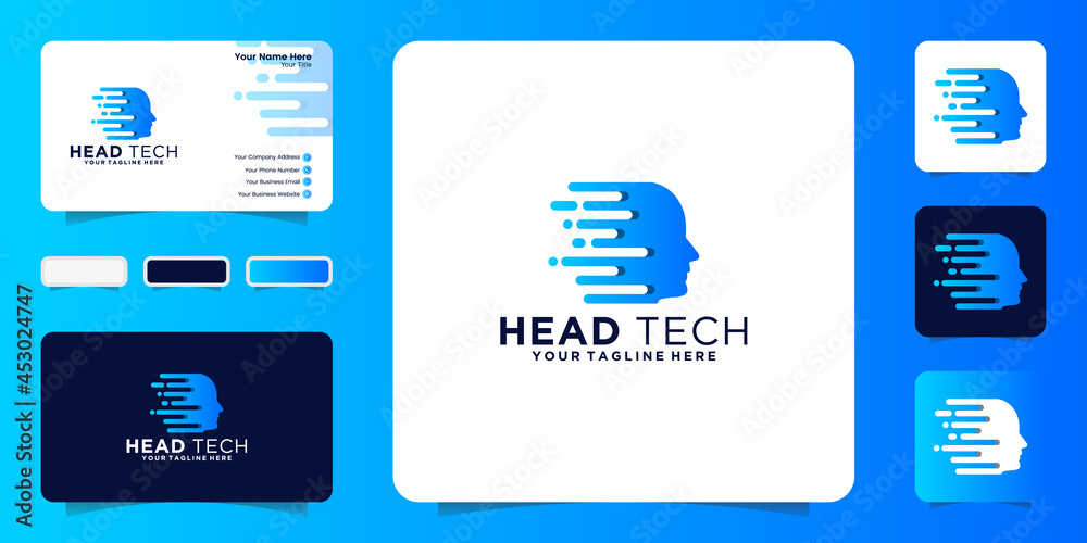 digital technology human head logo design inspiration and business card digital technology human head logo design inspiration and business card