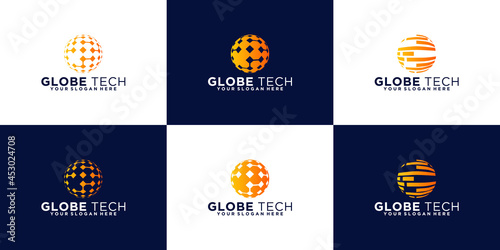 tech globe logo design collection
