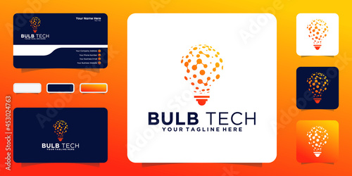 light bulb technology abstract logo and business card inspiration