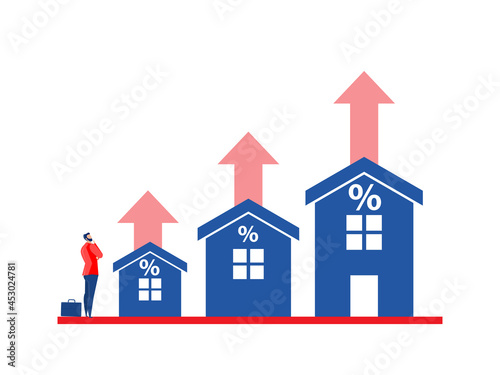 Business in real estate or housing price rising up concept vector