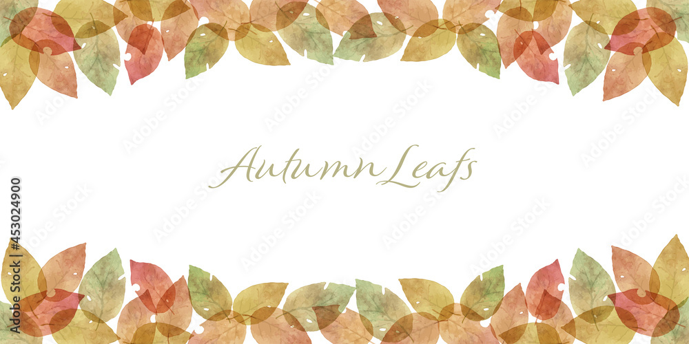 水彩風 紅葉と落ち葉の秋の植物のフレームイラスト素材 セット Stock Vector Adobe Stock