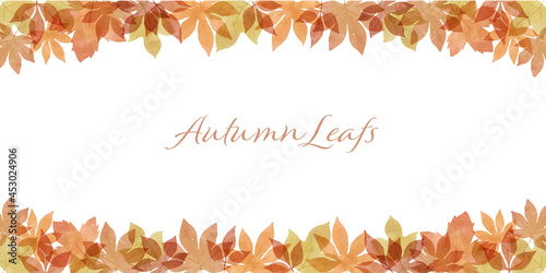 水彩風　紅葉　秋の植物のフレームイラスト素材　