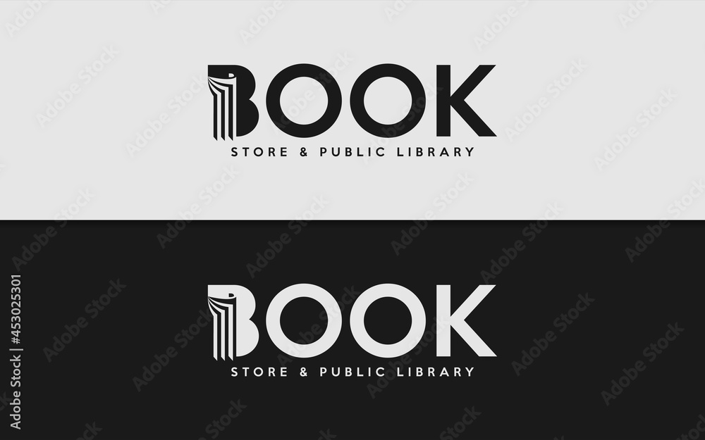 Abstract Minimalist Book Logo Design with Negative Space Concept. Logotype Vector Illustration. Abstract Minimalist Book Logo Design with Negative Space Concept. Logotype Vector Illustration.