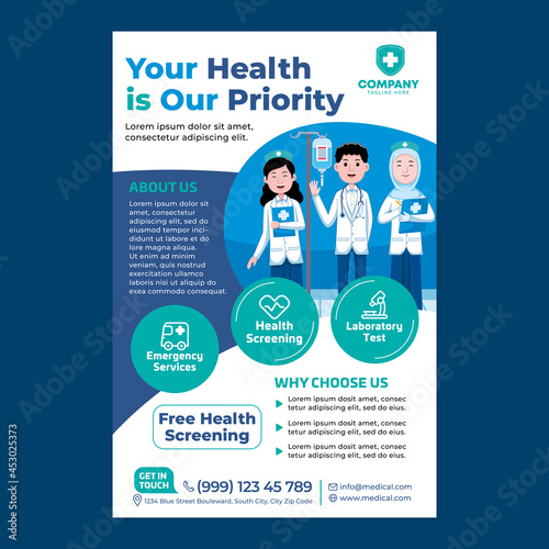 Medical Poster Print Template in Flat Design Style