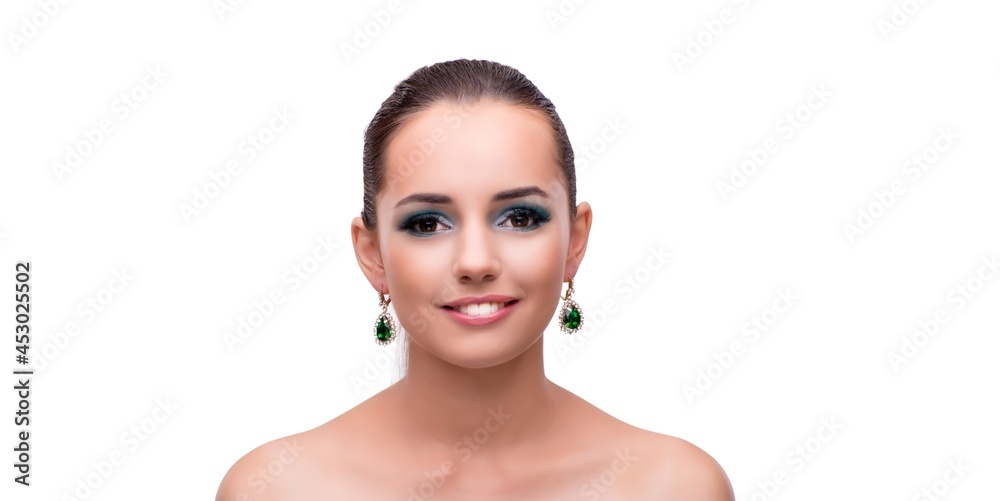 Young woman in beauty concept isolated on white Young woman in beauty concept isolated on white